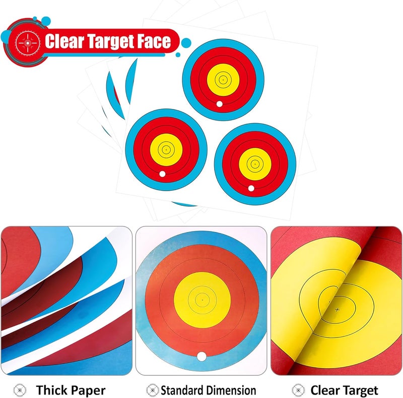 MOLFUJ Archery Targets Paper 3 Spot, New Las Version 30pcs/50pcs, Archery Target Pins Included, Bow and Arrow Targets for Hunting Backyard, Archery Target Practice Accessories - Image 5